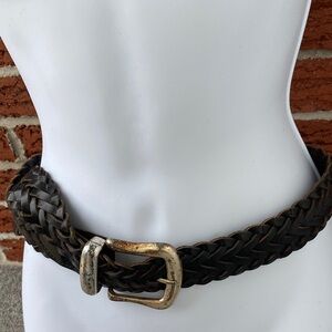 Leather Black Braided Belt Genuine Size ML